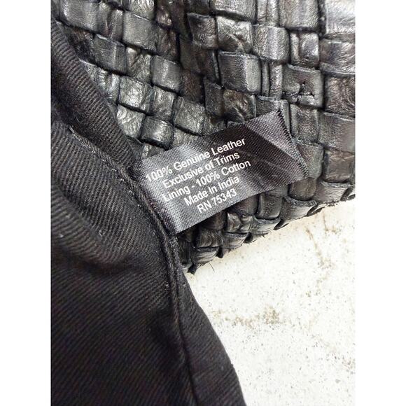 Unbranded TJmaxx Genuine Leather Woven Shoulder Bag Knotted Black - Picture 8 of 14